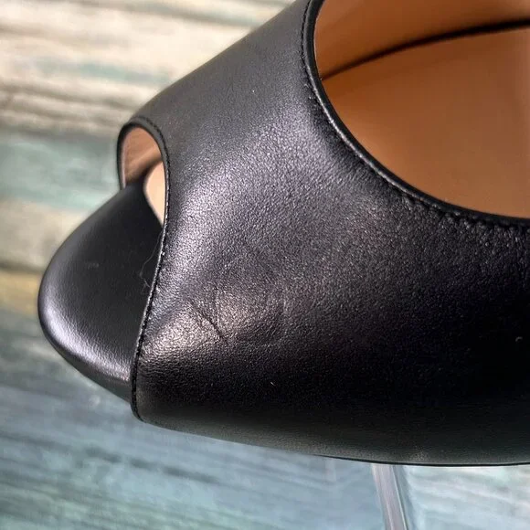 Cole Haan Pumps Womens Size 10B Black Leather Open Toe Dress Work Shoes Heels - Picture 11 of 14